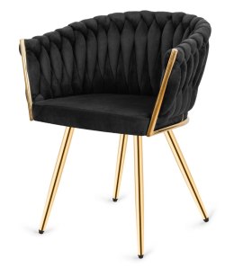 Krzesło plecione Lugano fotel TRECCIA BLACK VELVET GOLD