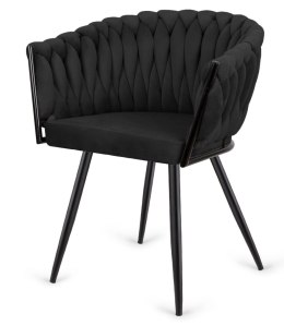 Krzesło plecione Lugano fotel TRECCIA BLACK VELVET SMOKE