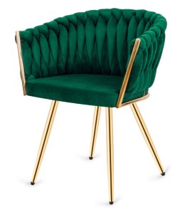 Krzesło plecione Lugano fotel TRECCIA GREEN VELVET GOLD