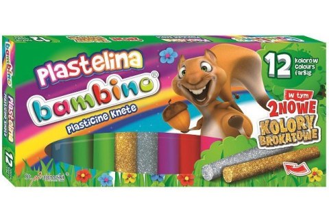 Plastelina brokatowa 12kolorów BAMBINO