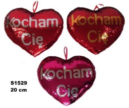 Serce cekiny 20cm KOCHAM CIĘ S1529