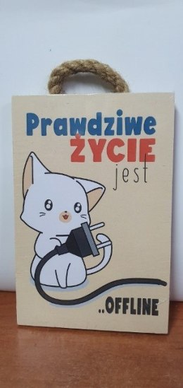 Tabliczka/obraz do zawieszenia 10x15 PRAWDZIWE ŻYCIE JEST OFFLINE