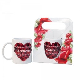 Kubek ceramiczny w torebce z napisem 