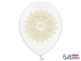 Balony 30cm Komunia IHS Metallic Pure White 6szt. | SB14M-110-008-6