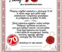 Dyplom certyfikat 70 lat Pan | D82