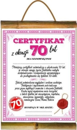 Dyplom certyfikat 70 lat Pani | D81