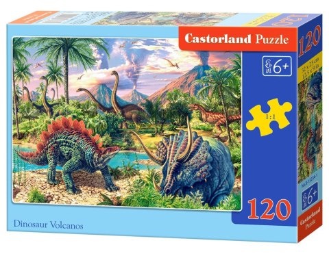 Puzzle 120 el.Dinozaury przy wulkanach Castorland B-13234