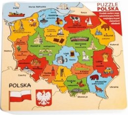 Drewniana układanka puzzle MAPA ADMINISTRACYJNA POLSKI D-100