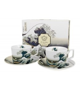 2 filiżanki luxury ze spodkami THE GREAT WAVE K. Hokusai