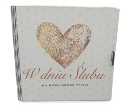 Pudełko na pieniądze 16 x 16cm kwadrat W DNIU ŚLUBU Złote Serce 3308-SE