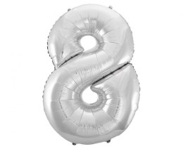 Balon foliowy B&C Cyfra 8, srebrna, 92 cm AA FG-C85S8