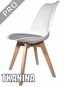 Krzesło skandynawskie MONZA WHITE Pro - Grey Fabric V